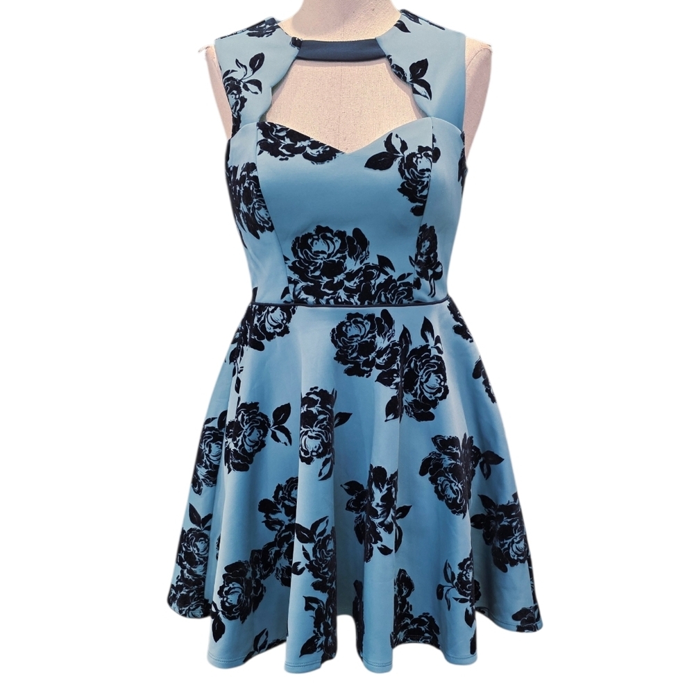 Jodi Kristopher Blue and Black Floral Dress